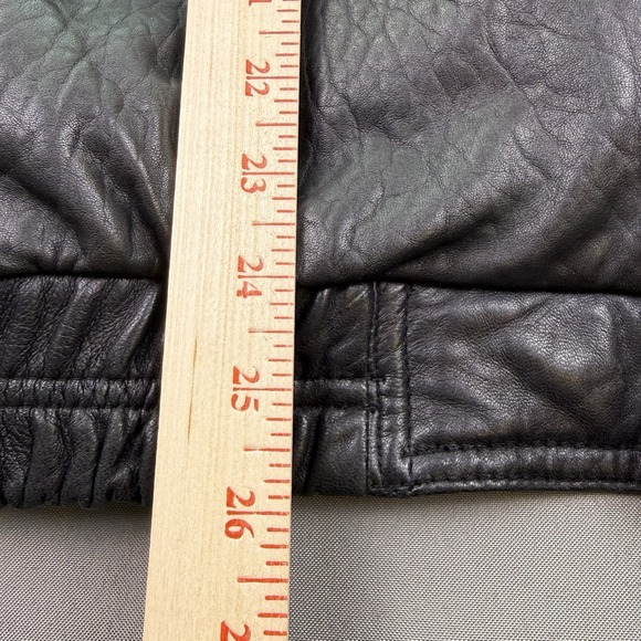 Vtg. Phase 2 Jacket Men's XL Black Leather Bomber Zip Pockets Flight Biker - Picture 12 of 15
